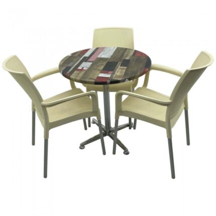 masa rotunda 70cm Raki Redden Wood blat werzalit si baza clasica