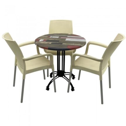 masa patrata 70cm Raki Rededn Wood blat werzalit si baza retro culoare negru