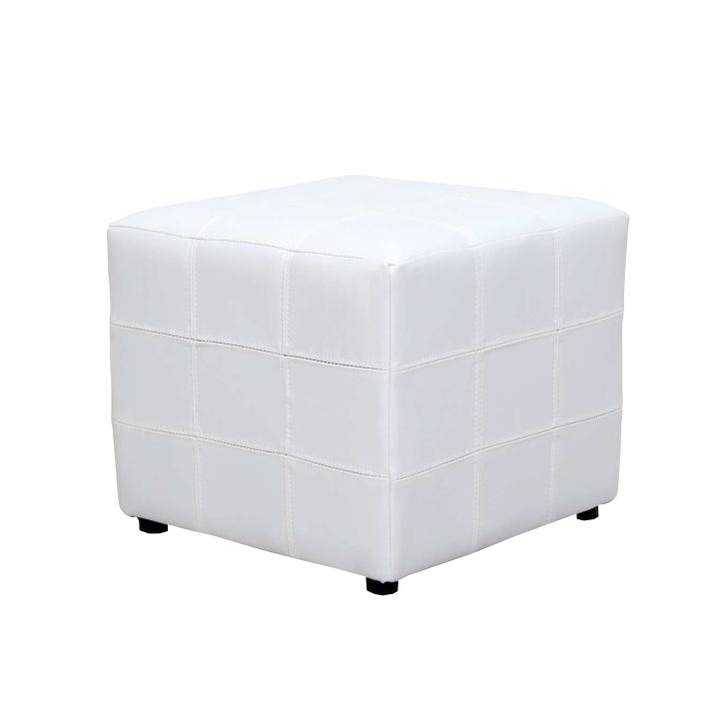 Taburet piele ecologica alba Nela 43x43x38.5 cm