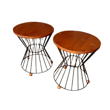 Set taburet din lemn masiv pe cadru metalic dimensiune 51 cm x 42 cm 2 bucati