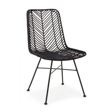 Set 2 scaune fier rattan negru Lorena 50x64x89 cm