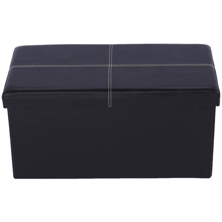 Bancuta pliabila piele ecologica neagra Imra 76x38x38 cm