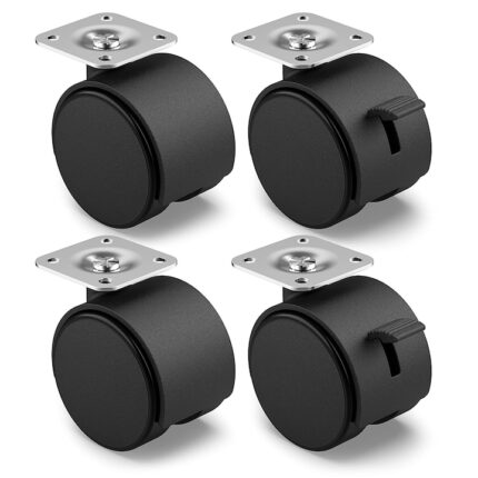 Set 4 roti de mobila 40 mm - Roti de transport cu frana pana la 100 kg - Roti pivotante pentru mobilier de interior - Roti cu rezistenta mica la rulare