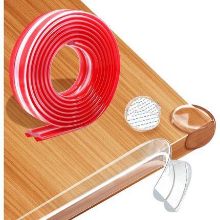 Protector de masa pentru copii Protectie pentru colturi si margini pentru birou pentru copii 2 m Adeziv pre-adeziv Protector pentru margini pentru bebelusi Transparent Pre-asamblat Protectie cu banda adeziva