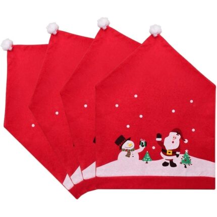 Set 4 huse scaun Craciun, Stofa, 60 x 49 cm, Multicolor