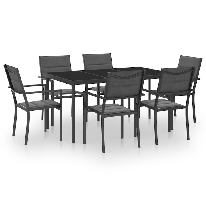 Set mobilier de exterior vidaXL, Otel, Antracit, 54 x 63 x 90 cm, 3073526