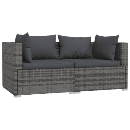 Canapea cu 2 locuri vidaXL, 140 x 70 x 60,5 cm, cu perne, gri, poliratan