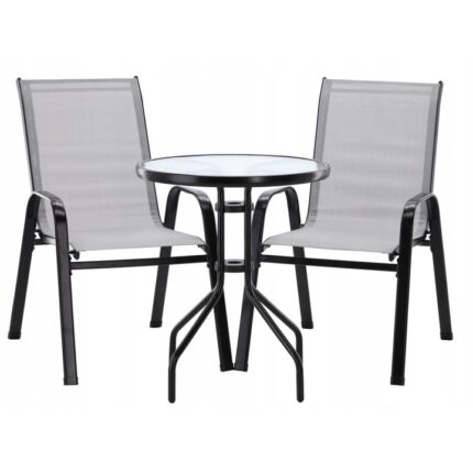 Set mobilier gradina/terasa/balcon, gri, 1 masa, 2 scaune, Andra