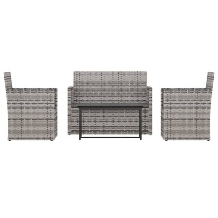 Set mobilier de exterior cu perne vidaXL, 4 piese, gri, poliratan, 80 x 40 x 37 cm