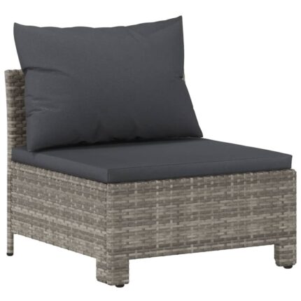 Canapea de mijloc de gradina vidaXL, cu perna, gri, poliratan, 63 x 63 x 55.5 cm, 5.8 kg