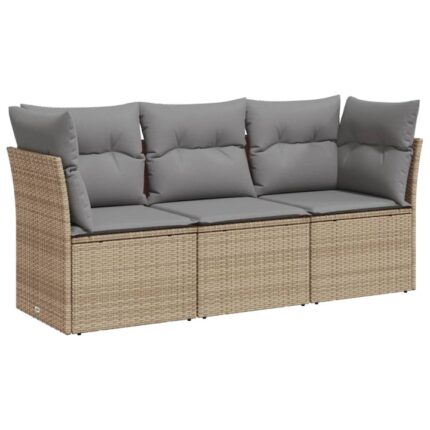 Set canapea si fotolii gradina Zakito Europe, modular, cu spatiu de depozitare, bej, 179x62x69cm, ratan
