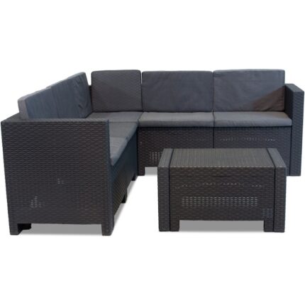 Set mobilier gradina/terasa Colorado, coltar 5 locuri + masuta, perne incluse, grafit