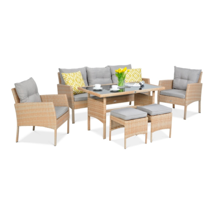 Set mobilier gradina, Focus Garden, Ratan/Textil, 6 elemente, Bej