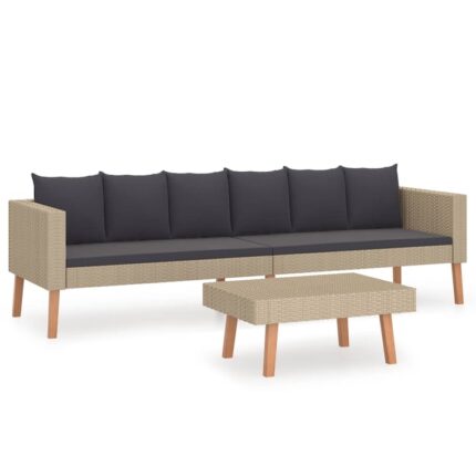 Set mobilier de gradina din 2 piese cu perne antracit, vidaXL, Tesatura, 218 x 67 x 60 cm, Bej