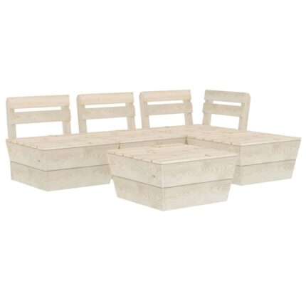 Mobilier rustic de gradina cu 5 piese din paleti, vidaXL, Lemn, 60 x 60 x 65 cm, Maro