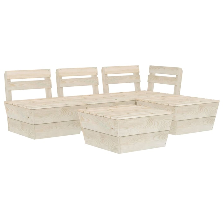 Mobilier rustic de gradina cu 5 piese din paleti, vidaXL, Lemn, 60 x 60 x 65 cm, Maro