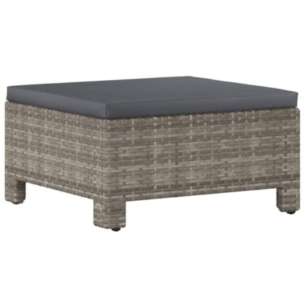Taburet de gradina cu perna vidaXL, gri, poliratan, 57 x 57 x 28 cm, 4.6 kg