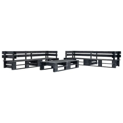 Set mobilier gradina 6 piese, vidaXL, Paleti, 220 x 66 x 55 cm, Negru