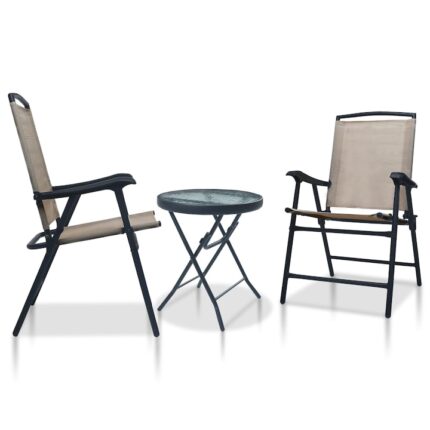 Set mobila bistro de gradina cu 1 masa rotunda si 2 scaune, vidaXL, Otel, 62 x 59 x 93 cm, Maro