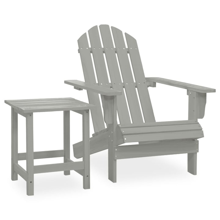 Scaun de gradina vidaXL, Lemn, Gri, 69,5 x 86,5 x 89,5 cm,9.29 kg,2 x piese