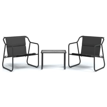 Set mobilier de gradina vidaXL, cu perne, antracit, 3 piese, otel, 13 kg