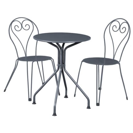 Set mobilier bistro, 2 scaune si 1 masa, Naxos, Fier forjat, 48x59x100h