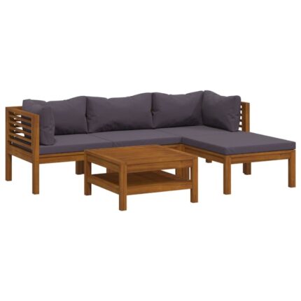 Set 5 mobilier de gradina vidaXL, Lemn de acacia, Maro, 3086895