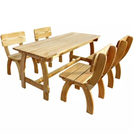 Set mobilier de gradina 5 piese - masa cu 4 scaune, vidaXL, Lemn masiv, Maro