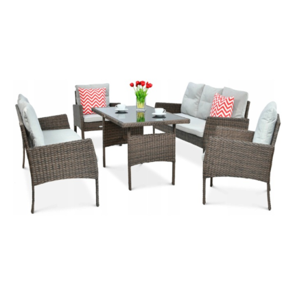 Set mobilier de gradina, Focus Garden, Gri/Maro, Ratan