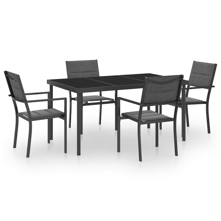 Set mobilier de exterior vidaXL, Otel, Antracit, 3073525