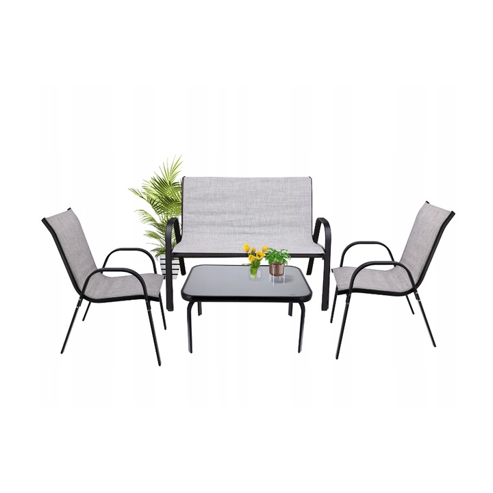 Set mobilier de gradina cu 4 piese gri