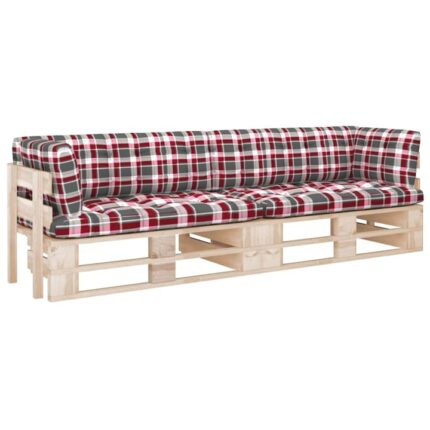 Set canapea din paleti cu 2 locuri vidaXL, cu perne, lemn pin tratat, 15.06 kg, 110 x 65 x 55 cm