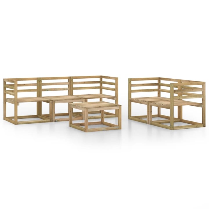 lemn de pin tratat verde Set mobilier de gradina, 6 piese, lemn de pin tratat verde
