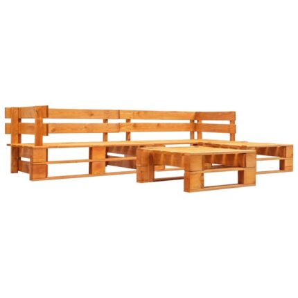 Set mobilier gradina 4 piese, vidaXL, Paleti, 220 x 155 x 55 cm, Maro