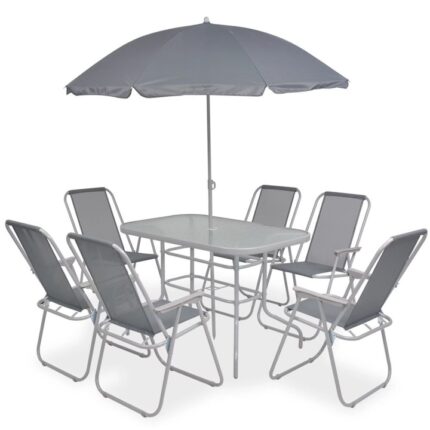 Set Mobila gradina 8 piese, vidaXL, Tesatura, Gri