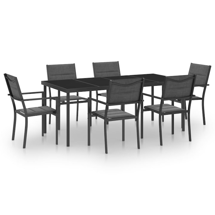 Set mobilier de exterior vidaXL, Otel, Antracit, 54 x 63 x 90 cm, 3073527