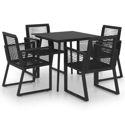 Set mobila de gradina cu 5 piese, vidaXL, PVC, 80 x 80 x 74 cm, Negru