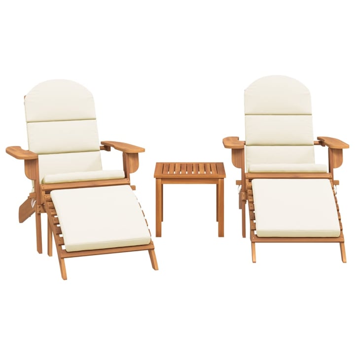Set mobilier de gradina Adirondack vidaXL, 3 piese, lemn masiv acacia, 75 x 84 x 90 cm, 14.98 kg