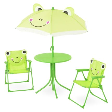 Set 2 scaune, masuta si umbrela gradina/terasa, Maison Mex Frog, verde
