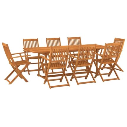 Set masa pentru gradina vidaXL, Lemn de acacia, 220 x 90 x 75 cm, Maro, 45.1 kg, 9 piese