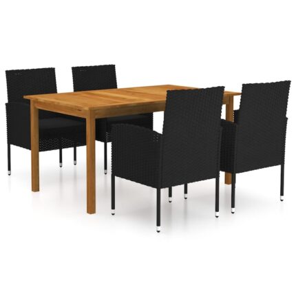 Set mobilier de gradina vidaXL, Lemn de acacia, Negru,42.9 kg,150 x 90 x 74 cm