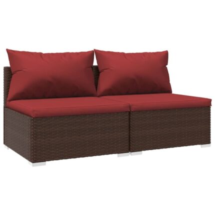 Set mobilier de gradina cu perne vidaXL, 2 piese, maro, poliratan, 70 x 70 x 60,5 cm
