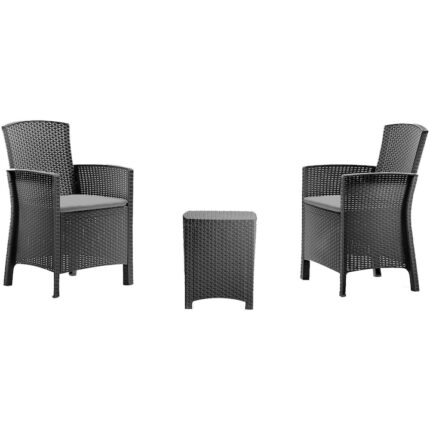 Set mobilier gradina Lido, 2 fotolii + masa, grafit