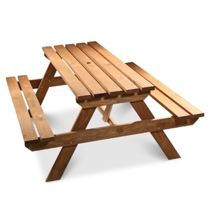 Set picnic Agad, masa cu 2 banci, lemn, culoare maro, 170 x 58 cm
