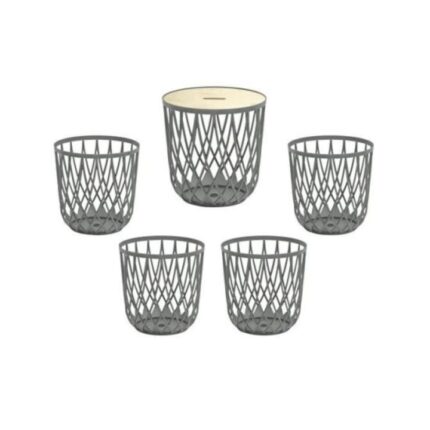 Set mobilier pentru gradina modern MCT Garden, 1 masa si 4 scaune, Plastic, Gri, max 100kg