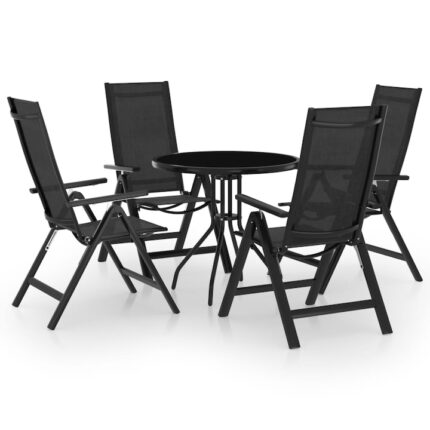 Set mobilier bistro vidaXL, 5 piese, negru si antracit, 56 x 65-110 x 76-109 cm
