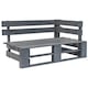 Banca de colt din paleti de gradina vidaXL, gri, lemn, 110 x 65 x 55 cm, 21.9 kg