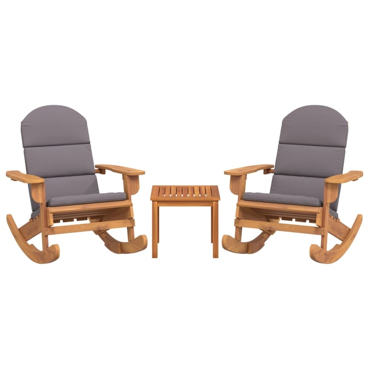 Set mobilier de gradina Adirondack vidaXL, 3 piese, lemn masiv acacia, 75 x 105 x 90 cm, 15.18 kg