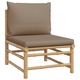 Canapea de mijloc pentru gradina vidaXL, perne gri taupe, bambus, 55 x 69 x 65 cm