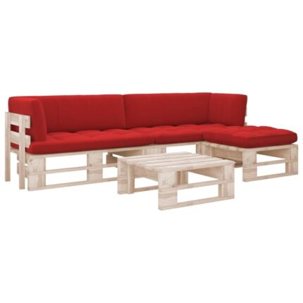 Set mobilier paleti cu perne, 4 piese, lemn de pin tratat